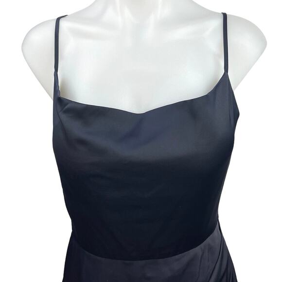 Showpo Dazzling Lights Navy Silky Satin Cowl Neck Draped Midi Bodycon Dress Sz 8 - Picture 3 of 5